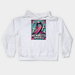 Meningitis Awareness Ribbon with Pink Swirls Background Kids Hoodie